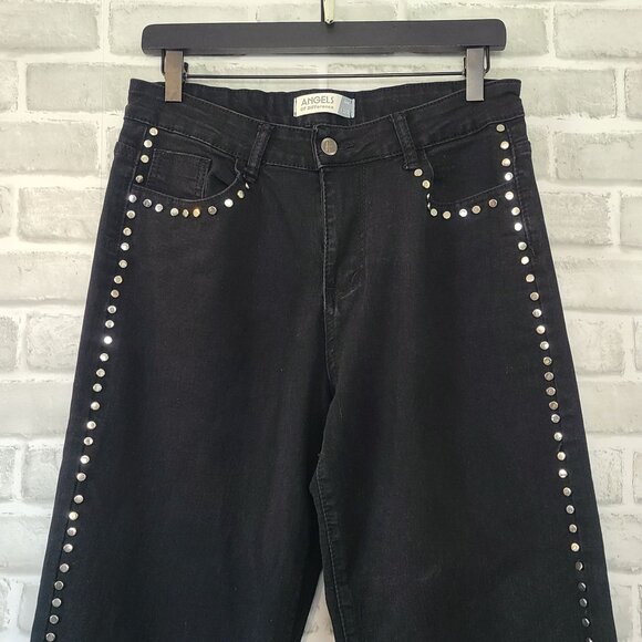 Angels of Difference Black Silver Studded Denim Jeans Rocker Goth Indie 12 - Picture 1 of 9